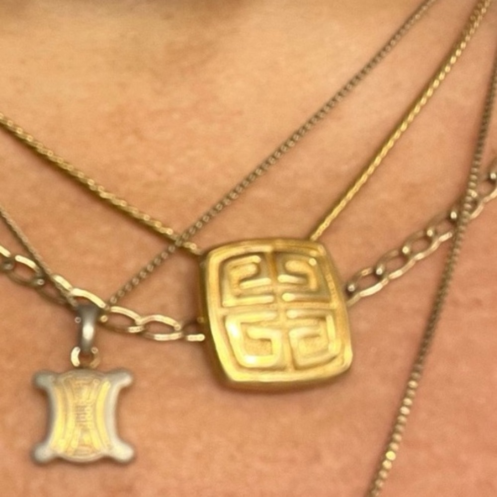 GIVENCHY 24k Gold-Plated Necklace w/ Logo Pendant — GUC